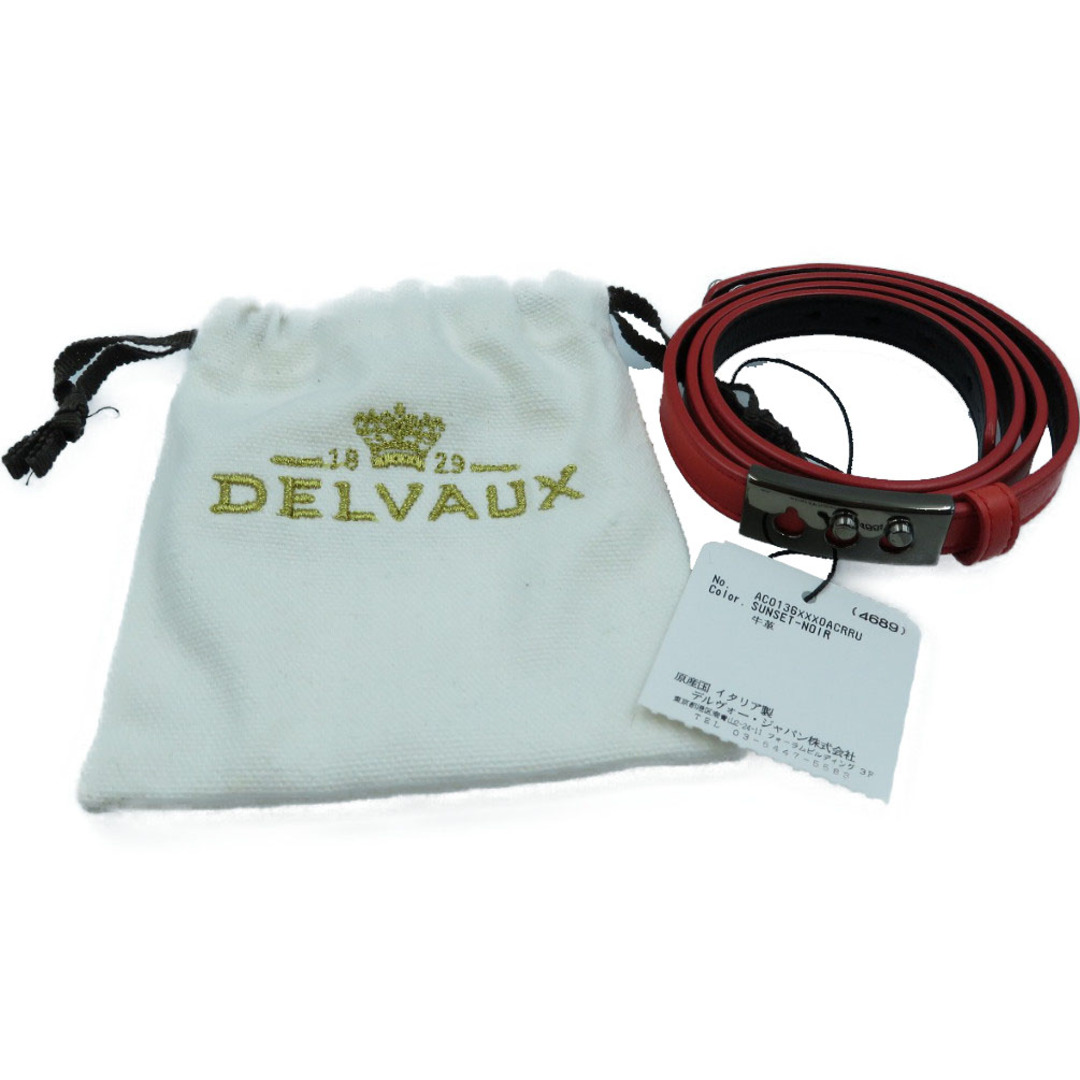 未使用 デルヴォー デルボー 3連 ブレスレット タンペート レッド 赤 ブラック 黒 レザー 0332DELVAUX