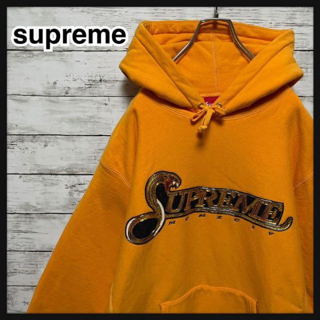 公式サイト 【希少XLサイズ】シュプリーム☆刺繍ビッグロゴ肉厚 東京 SUPREME シュプリーム ロゴ パーカー【Lサイズ】 希少 パーカー