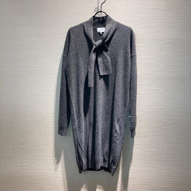 LANVIN en BLUE  ウールカシミアボウタイワンピース