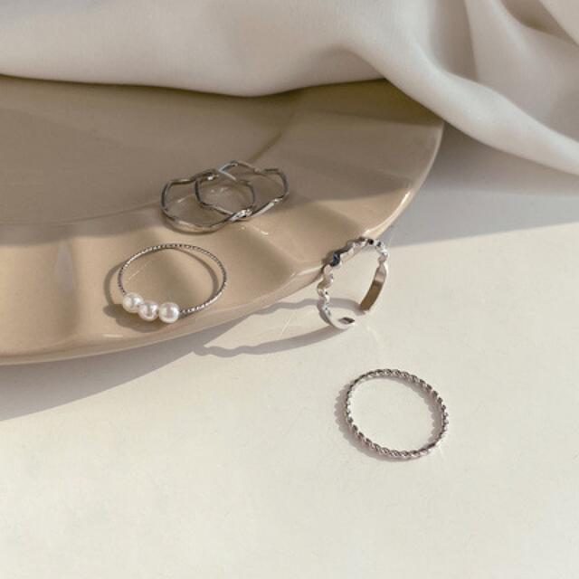 インスタ映え シルバー リング 5点セット 指輪 重ね付け 大人 プレゼント レディースのアクセサリー(リング(指輪))の商品写真