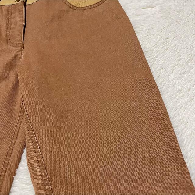 本物 シャネル COCOマーク COCOボタン レザー切替 デニム パンツ 36