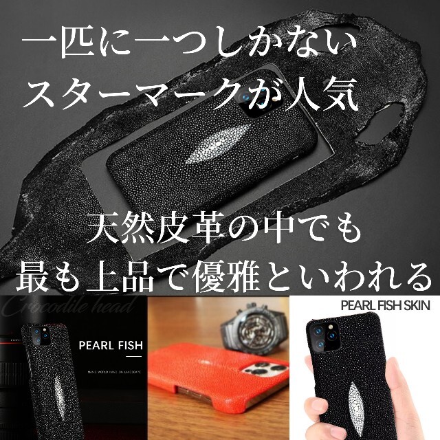 [即購入可]本革 スティングレイ iPhone13ケース ブラック 4