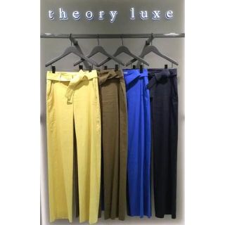 セオリー(theory)のtheory luxe クランチ リネンストレッチワイドパンツ　黄色(クロップドパンツ)