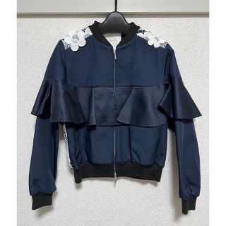 チェスティ(Chesty)の美品☆大人気 チェスティ ネイビーレース ブルゾン MA1  0サイズ(ノーカラージャケット)