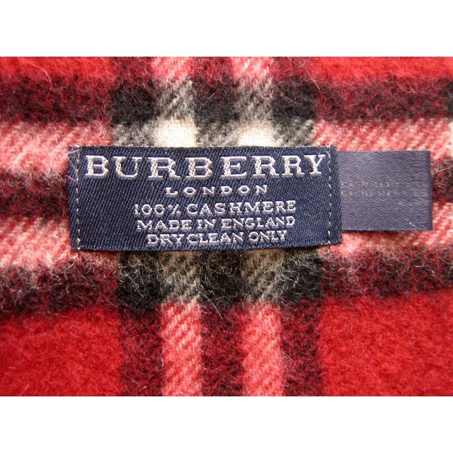 BURBERRY(バーバリー)のBURBERRY バーバリー カシミヤ100％　チェック柄マフラー 赤/レッド レディースのファッション小物(マフラー/ショール)の商品写真