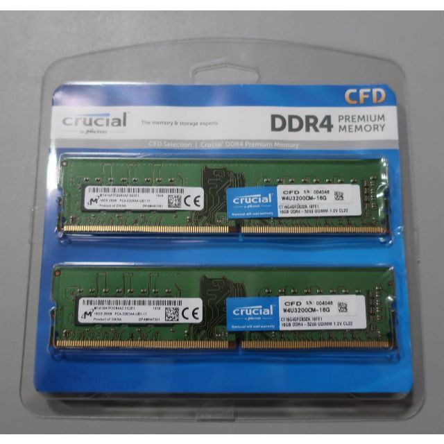 クルーシャル　DDR4 PC4-25600 16GB 2枚組スマホ/家電/カメラ