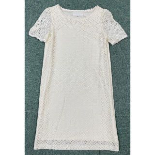 スーナウーナ(SunaUna)の【美品】SUNAUNA レース ワンピース アイボリー 38 M(ひざ丈ワンピース)