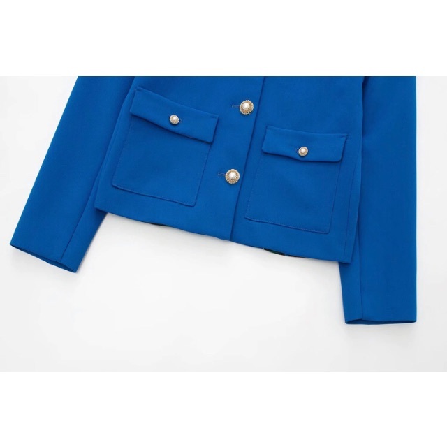 ZARA(ザラ)の🎎3月新作🍡7612◆blue ブルー ビジューボタン ジャケット レディースのジャケット/アウター(ノーカラージャケット)の商品写真