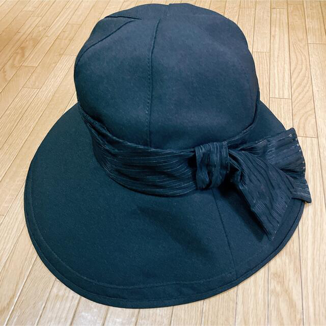 美品　芦屋ロサブラン　ボーダーリボンハット　ブラック　L2 レディースの帽子(ハット)の商品写真