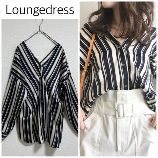 ラウンジドレス(Loungedress)の【中古美品】Loungedressマルチストライプサテンブラウス　フリーサイズ(シャツ/ブラウス(長袖/七分))