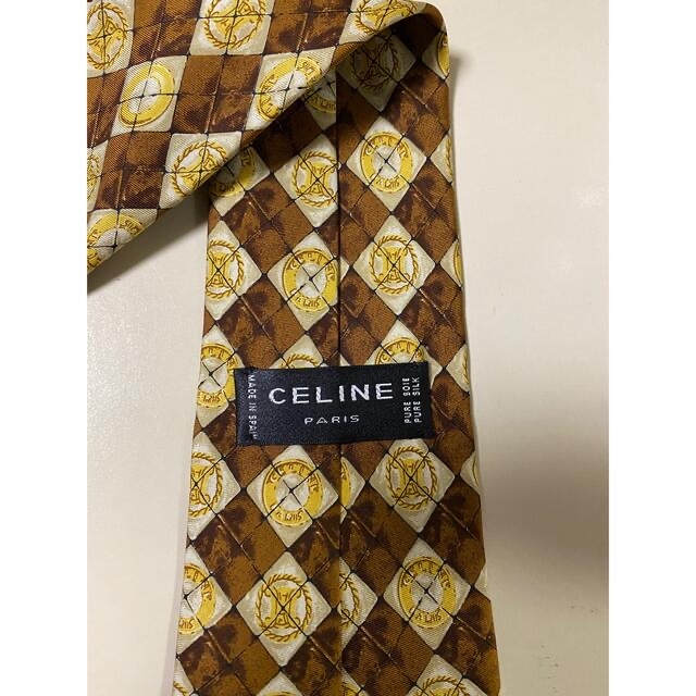 celine(セリーヌ)のセリーヌ　シルク100%ネクタイ:茶系チェック柄(実家保管品) メンズのファッション小物(ネクタイ)の商品写真