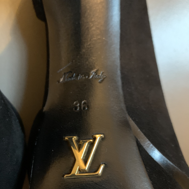 Louis Vuitton 黒 エナメル サンダル ヒール7cm 36.5