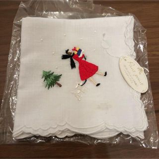 【新品未使用】 ポワンポワン 刺繍ハンカチーフ✳︎女の子 プードル 犬(ハンカチ)