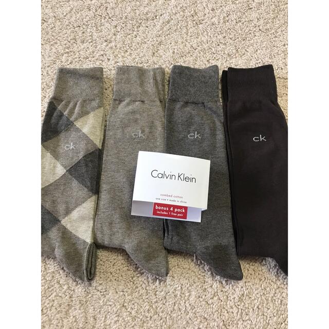 Calvin Klein(カルバンクライン)の新品カルバンクラインCalvin Kleinドレスハイソックス靴下4足セット茶系 メンズのレッグウェア(ソックス)の商品写真