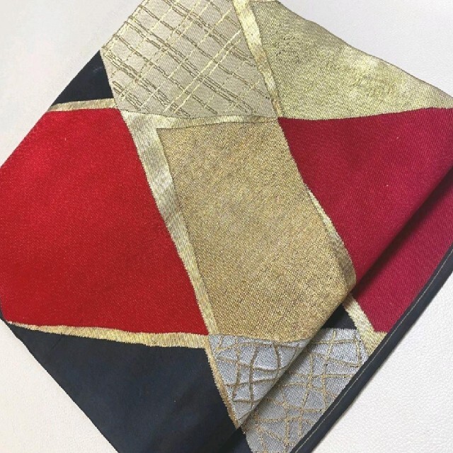 夏 名古屋帯 幾何学柄 刺繍