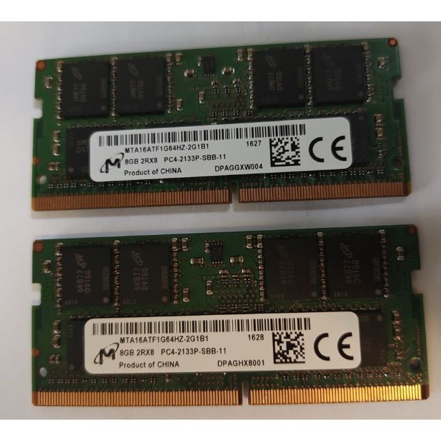16GB マイクロン8GBｘ２ DDR4 2133MHz 送料無料