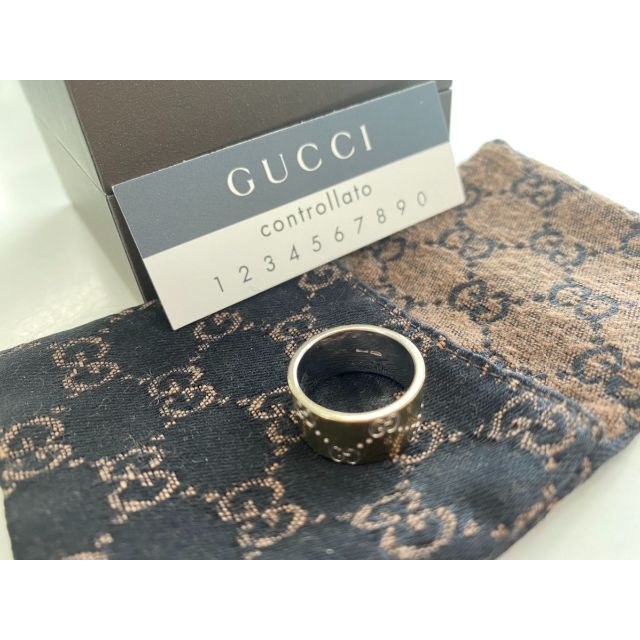 Gucci(グッチ)のグッチアイコンリングホワイトゴールド18WG サイズ9号（ワイド） メンズのアクセサリー(リング(指輪))の商品写真