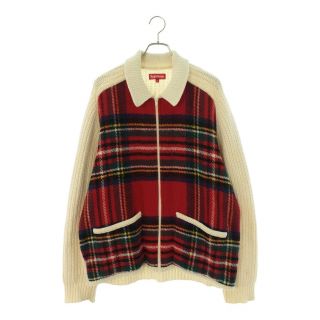 シュプリーム(Supreme)のシュプリーム 18AW Plaid Front Zip Sweater チェック切り替えジップアップニット メンズ XL(ニット/セーター)