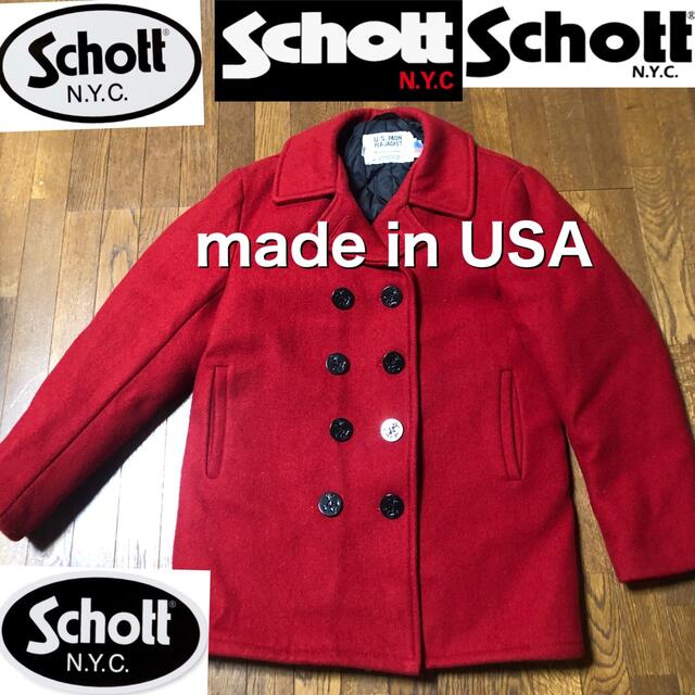 schott(ショット)の美品　希少カラー　アメリカ製　ショット　肉厚メルトン生地　P コート メンズのジャケット/アウター(ピーコート)の商品写真