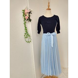 アンデミュウ(Andemiu)の【美品】Andemiu ニット×プリーツスカート　ドッキングワンピース(ロングワンピース/マキシワンピース)