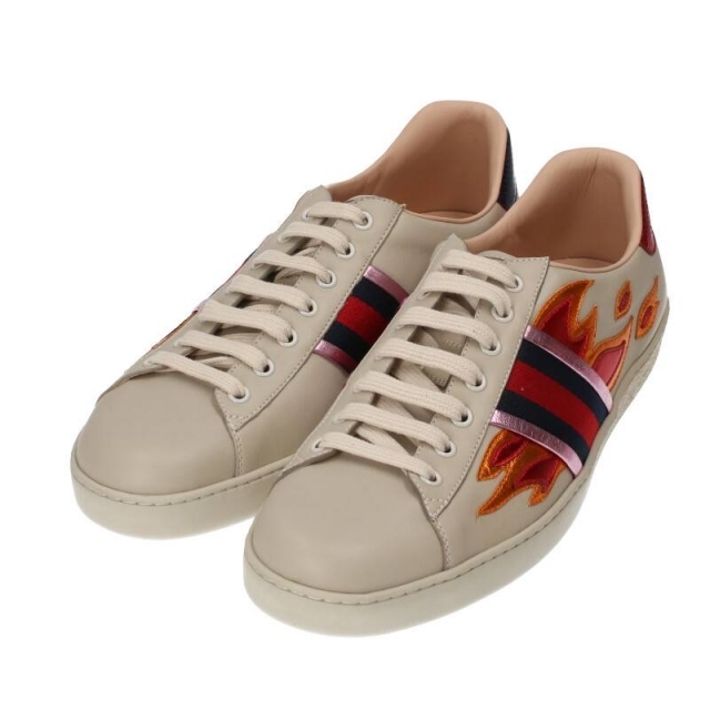 GUCCI - グッチ 440724 ACE ファイヤーモチーフレザースニーカー GUCCI - グッチ 440724 ACE ファイヤーモチーフレザースニーカー