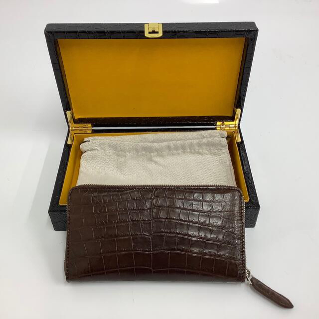 クロコダイル 長財布 こげ茶色 ヘビ皮 r048 【クーポン対象外】 6000円