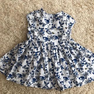 プチバトー(PETIT BATEAU)のプチバトーワンピース 100 フラワープリント ブルー(ワンピース)