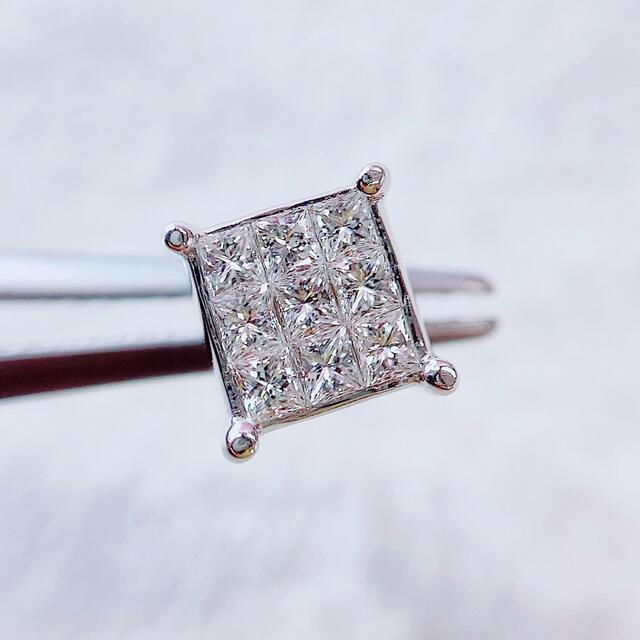 ★0.5ct〜0.6ct★✨プリンセスダイヤモンドK18WGピアスイヤリング