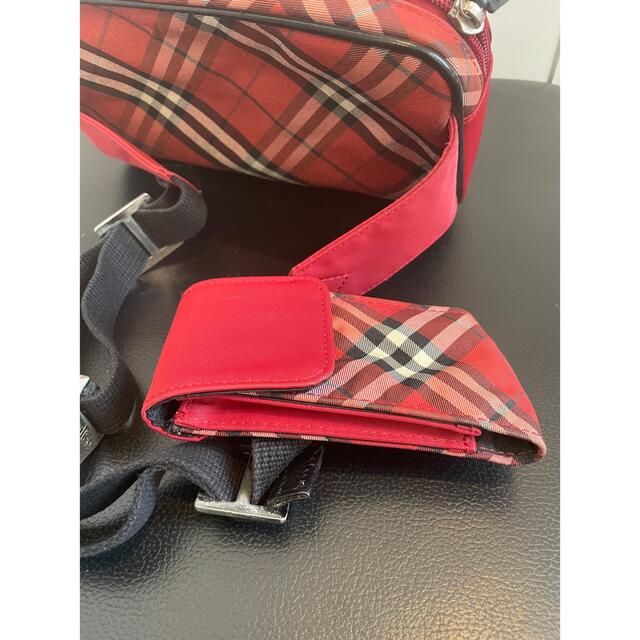 BURBERRY - バーバリー ウエストバッグ キャンバス×赤 チェック柄 携帯