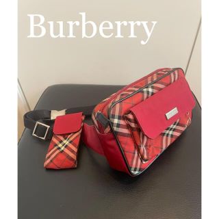 バーバリー(BURBERRY)のバーバリー ウエストバッグ キャンバス×赤 チェック柄 携帯ポーチ付き(ボディバッグ/ウエストポーチ)