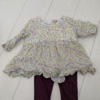 プティマイン(petit main)の‼️美品‼️petitmain 花柄ワンピース　90cm 春ワンピース　薄手(ワンピース)