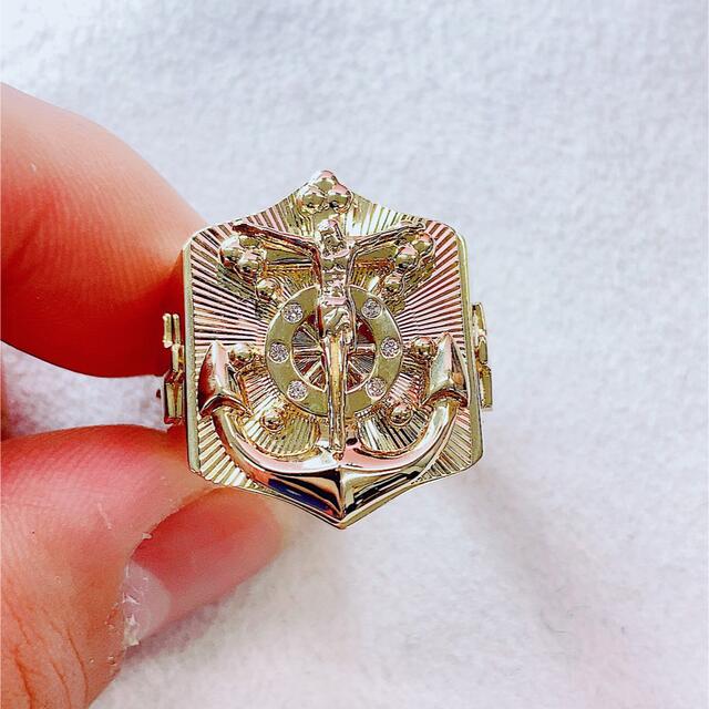 値下がり ☆0.05ct☆✨ダイヤモンドK10クロスイカリモチーフリング指輪