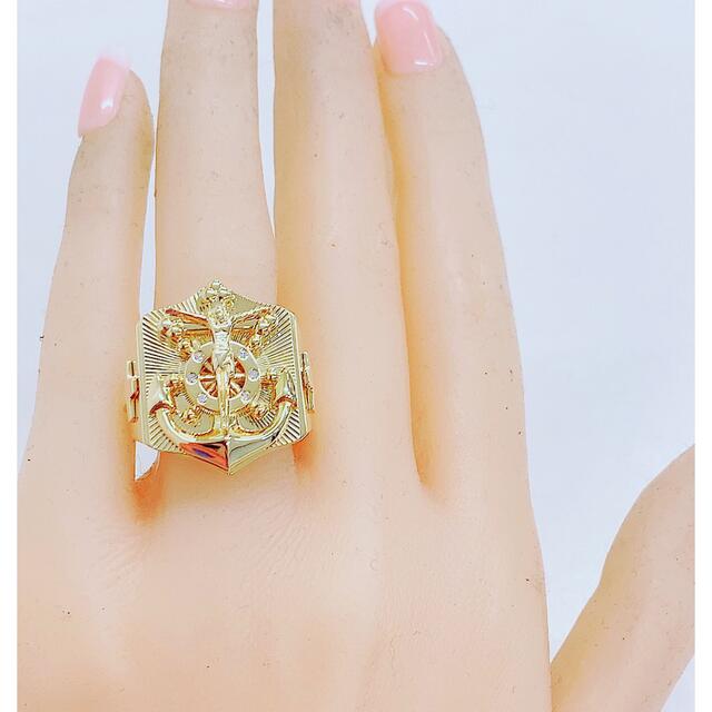 ★0.05ct★✨ダイヤモンドK10クロスイカリモチーフリング指輪