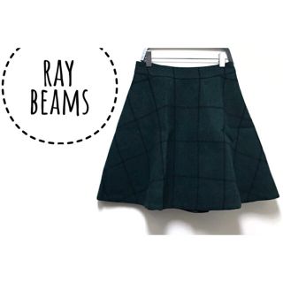 レイビームス(Ray BEAMS)のRay BEAMS【美品】メルトン チェック Aライン フレア スカート(ミニスカート)