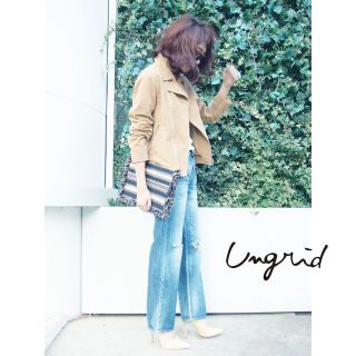 定価4.8万 Ungrid 16SSスウェードライダースジャケット キャメル S