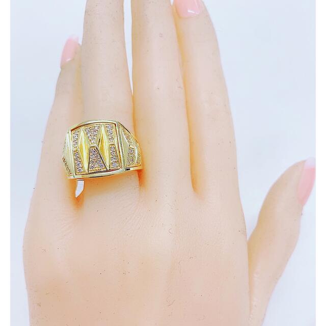 ★0.60ct★✨メレダイヤモンドK10印台ナットパヴェリング指輪 メンズのアクセサリー(リング(指輪))の商品写真