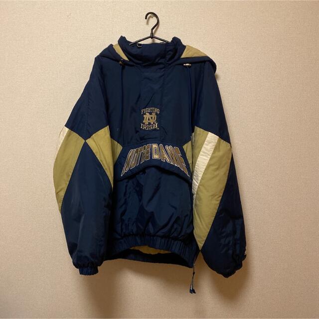 上品な 刺繍ロゴ カレッジ ノートルダム 中綿 XL ジャケット ナイロン ナイロンジャケット