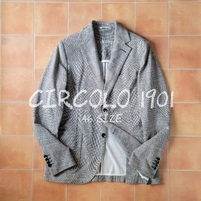 CIRCOLO ジャージー ジャケット グレンチェック 日本お値下 メンズ