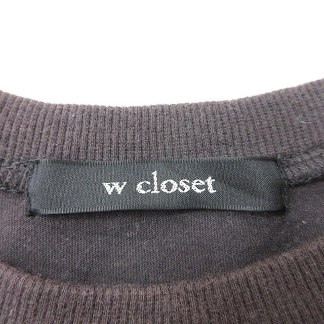 w closet(ダブルクローゼット)のダブルクローゼット カットソー クルーネック プリント フレンチスリーブ F 茶 レディースのトップス(カットソー(半袖/袖なし))の商品写真