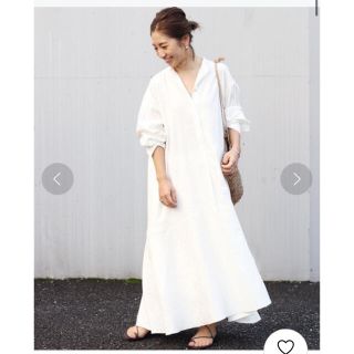 プラージュ　ストライプ　Flare Hem シャツワンピース　36 リネン混(ロングワンピース/マキシワンピース)