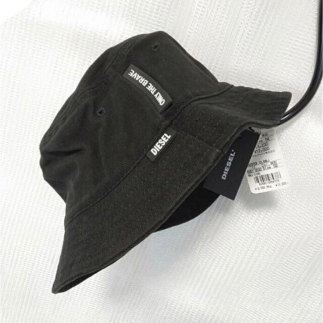 ディーゼル DIESEL 帽子 ブラック バケットハット ロゴラベル - ハット
