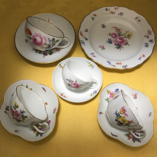 超安い】 MEISSEN ☆御専用 古マイセン／フラワーブーケ（と昆虫