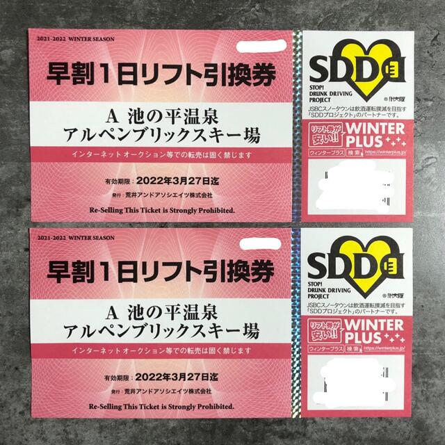 池の平温泉アルペンブリックスキー場　リフト券2枚