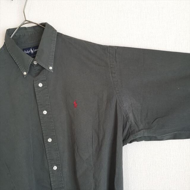 90s  ラルフローレン BDシャツ 緑 ゆるダボ 刺繍 ワンポイント XL 5