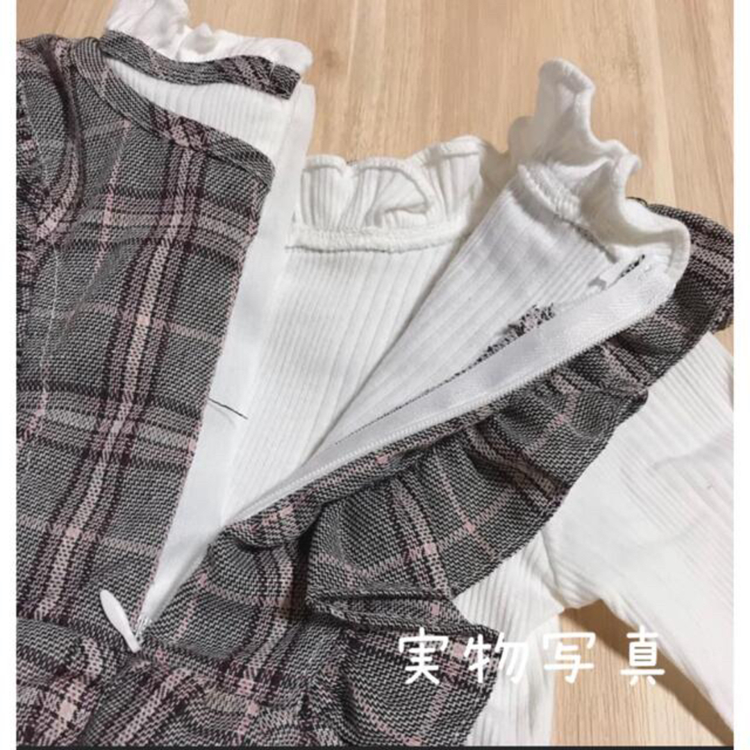 ♡ チェック ワンピース ♡ 100 フォーマル キッズ  記念日 おしゃれ キッズ/ベビー/マタニティのキッズ服女の子用(90cm~)(ワンピース)の商品写真