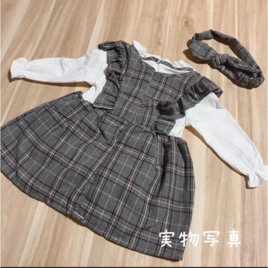 ♡ チェック ワンピース ♡ 100 フォーマル キッズ  記念日 おしゃれ キッズ/ベビー/マタニティのキッズ服女の子用(90cm~)(ワンピース)の商品写真