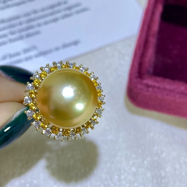 【高級】天然南洋真珠　一粒パールリングs925 レディースのアクセサリー(リング(指輪))の商品写真