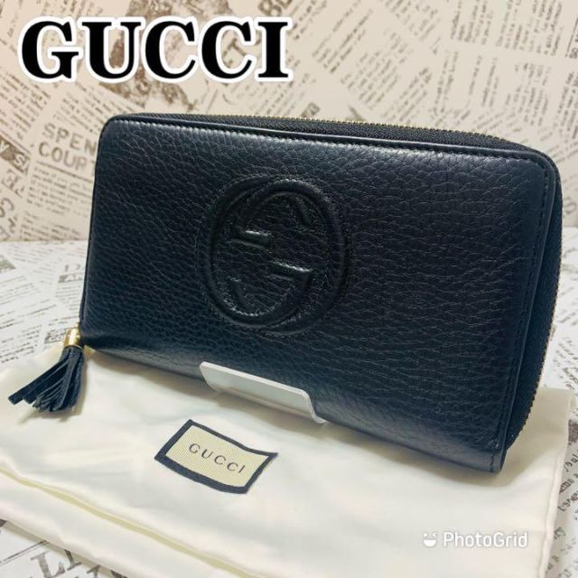 極美品】GUCCI グッチ 長財布 ソーホー 黒 メンズ レディース-