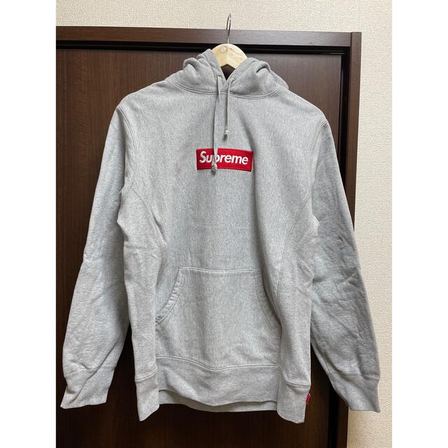 supreme box logo hooded sweatshirt グレー