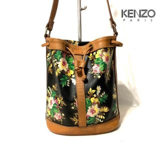 ケンゾー(KENZO)のKENZO ケンゾー レザー ショルダーバッグ 花柄 バケツバッグ(ショルダーバッグ)